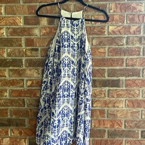 Etiquette Clothiers Blue and White Halter Sundress